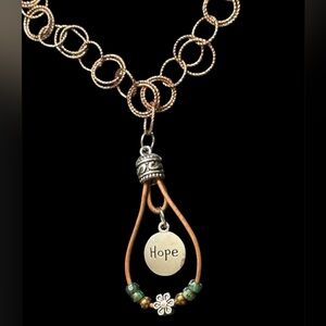 Bronze and Silver Hope Pendant Necklace.